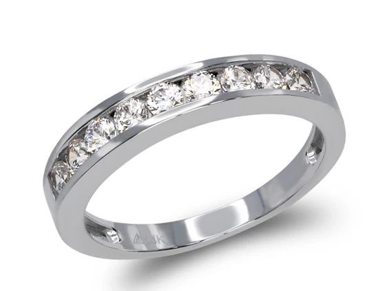 NEW 14K WHITE GOLD LADIES FANCY WHITE BAND RING (1 of 2)
