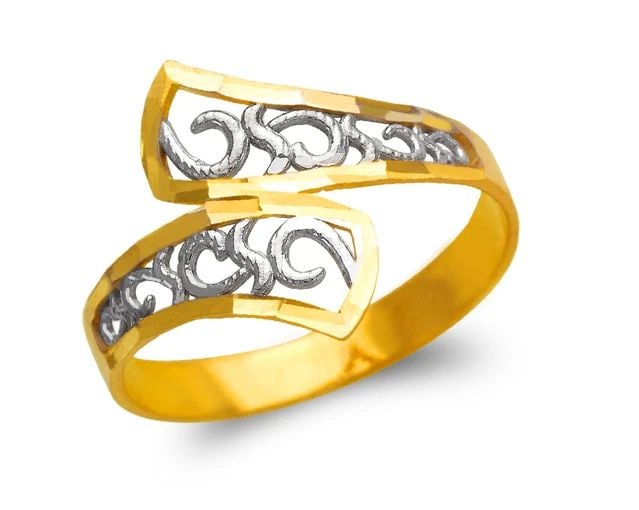 NEW 14K TWO TONE GOLD LADIES FILIGREE RING (1 of 2)