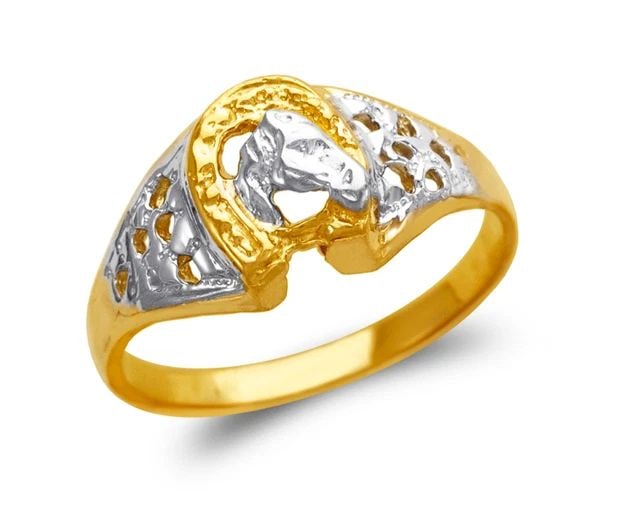 NEW 14K TWO TONE GOLD LADIES HEART ROSE FILIGREE RING (1 of 2)