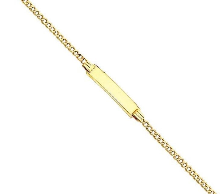 NEW 14K YELLOW GOLD HOLLOW CURB BABY ID BRACELET: 14K YELLOW GOLD HOLLOW CUBAN BABY ID BRACELET HOLLOW CUBAN BABY ID BRACELET NEW 14K YELLOW GOLD LENGTH - 6in Apx WEIGHT - 1.8g