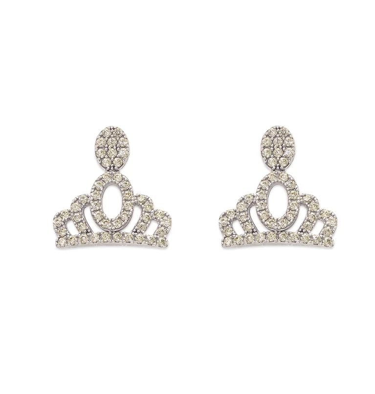 NEW 14K WHITE GOLD FANCY CROWN STUD EARRINGS: NEW 14K WHITE GOLD FANCY CROWN STUD EARRINGS FANCY CROWN STUD EARRINGS NEW 14K WHITE GOLD Width: Approx. 12x12mm Apx WEIGHT: 1.8g