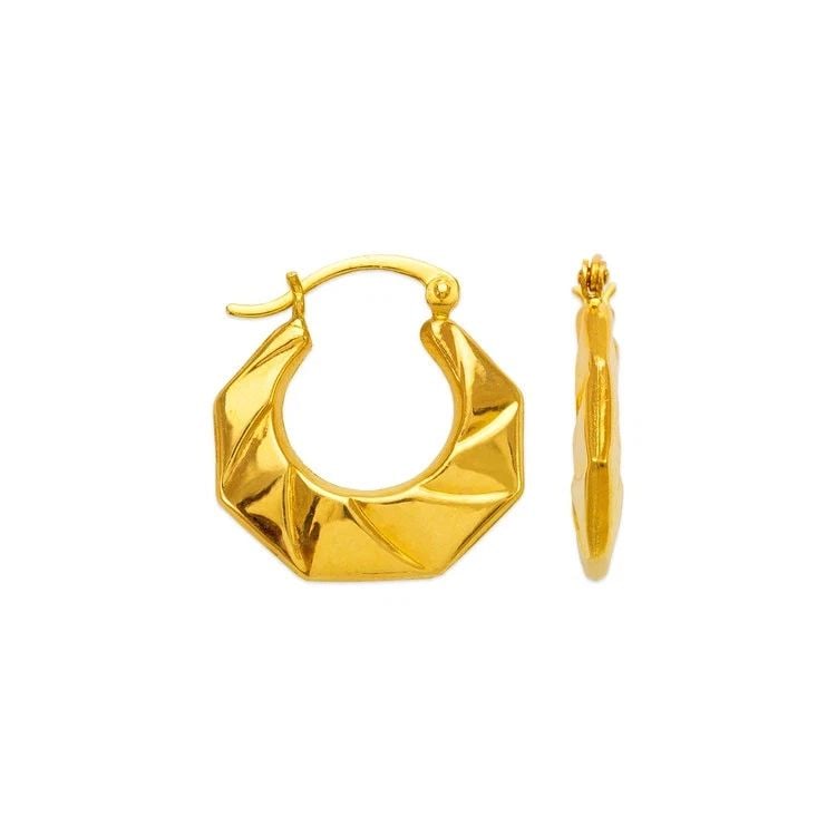 NEW 14K YELLOW GOLD HOLLOW SHRIMP HOOP EARRINGS: NEW 14K YELLOW GOLD HOLLOW SHRIMP HOOP EARRINGS HOLLOW SHRIMP HOOP EARRINGS NEW 14K YELLOW GOLD Width: Approx. 20mm Apx WEIGHT: 1.8g