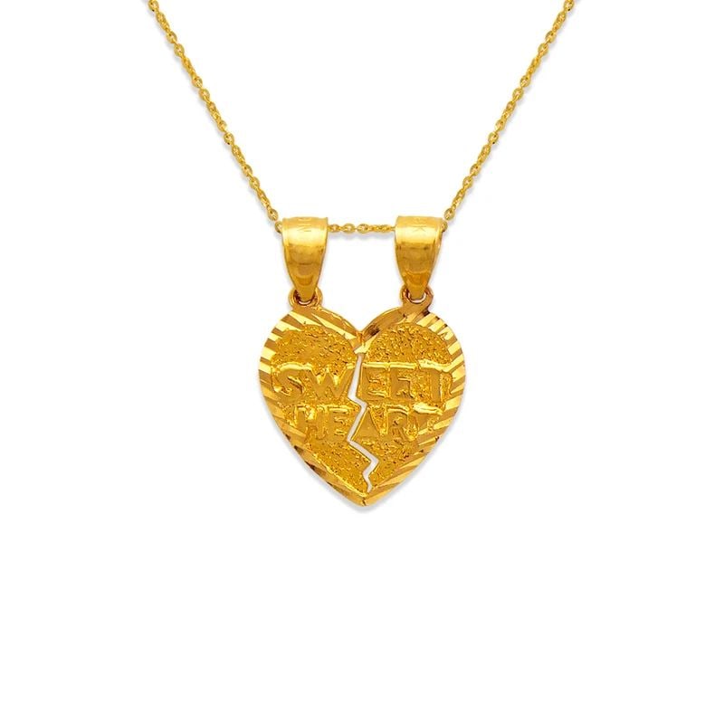NEW 14K YELLOW GOLD TWO-PIECE SWEET HEART PENDANT (1 of 2)