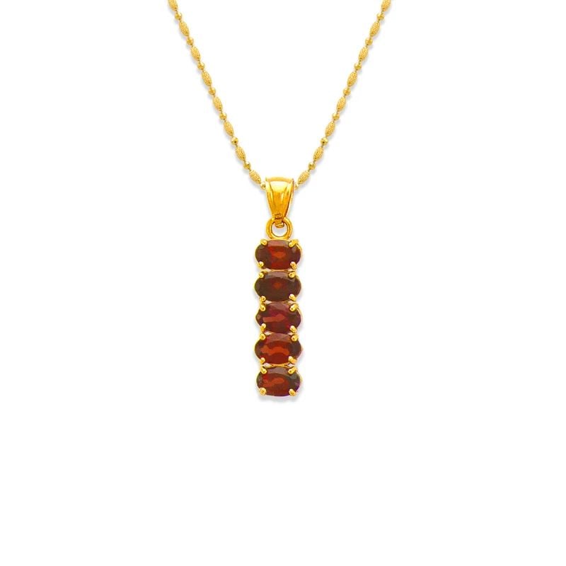 NEW 14K YELLOW GOLD RUBY TOPAZ PENDANT (1 of 2)