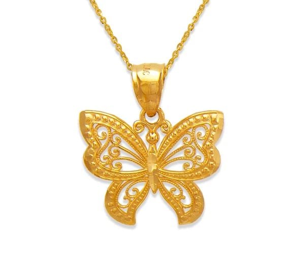NEW 14K YELLOW GOLD BUTTERFLY PENDANT (1 of 2)