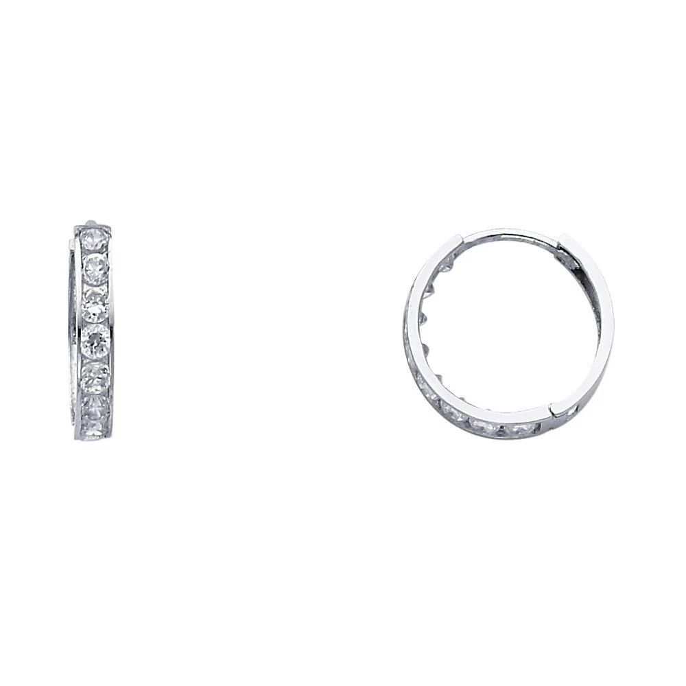 NEW 14K WHITE GOLD HUGGIES EARRINGS: NEW 14K WHITE GOLD HUGGIES EARRINGS HUGGIES EARRINGS NEW 14K WHITE GOLD Height : 15 mm Width : 15 mm Weight : 1.3g