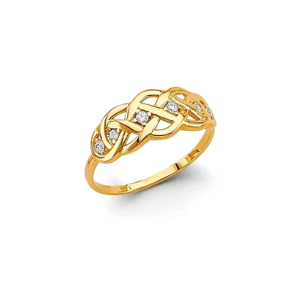 NEW 14K YELLOW GOLD FLAT KNOT RING - SIZE 7 (1 of 2)