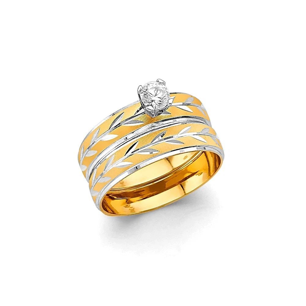 NEW 14K TWO TONE GOLD LADIES WEDDING BAND- SIZE 7 (1 of 2)