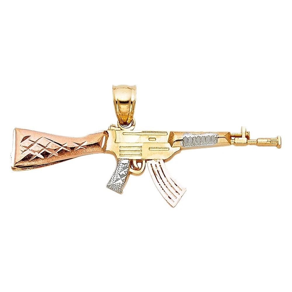 NEW 14K TRI COLOR GOLD RIFLE GUN PENDANT (1 of 2)