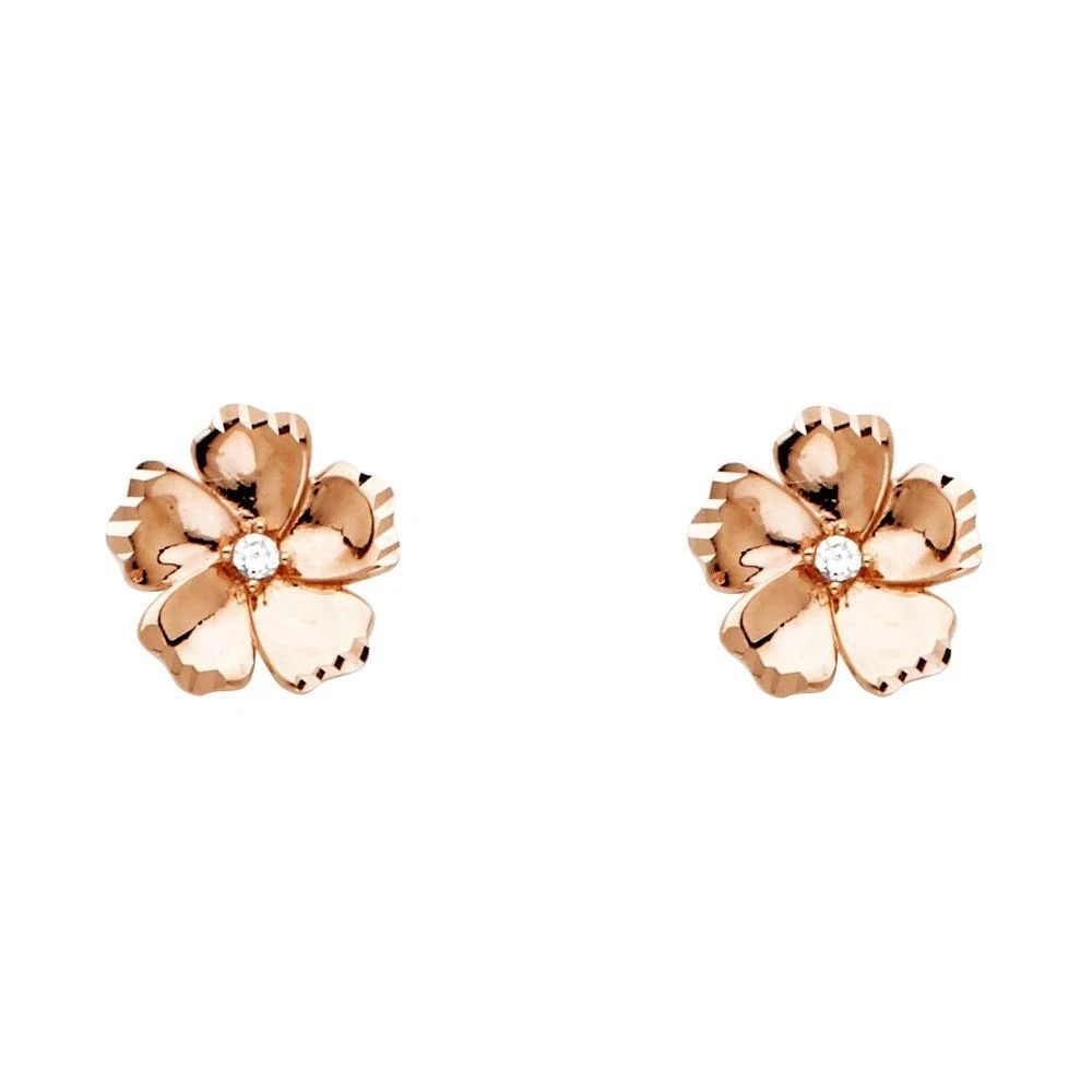 NEW 14K PINK GOLD FLOWER P EARRINGS (1 of 2)