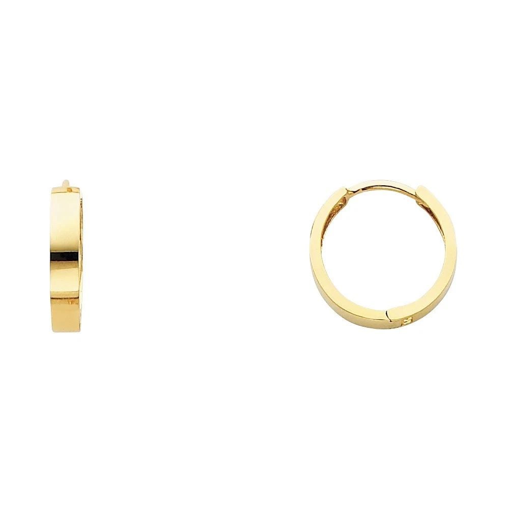NEW 14K YELLOW GOLD PLAIN HUGGIES EARRINGS: NEW 14K YELLOW GOLD PLAIN HUGGIES EARRINGS PLAIN HUGGIES EARRINGS NEW 14K YELLOW GOLD HEIGHT - 14 mm WIDTH - 14 mm Apx WEIGHT - 1.3 g