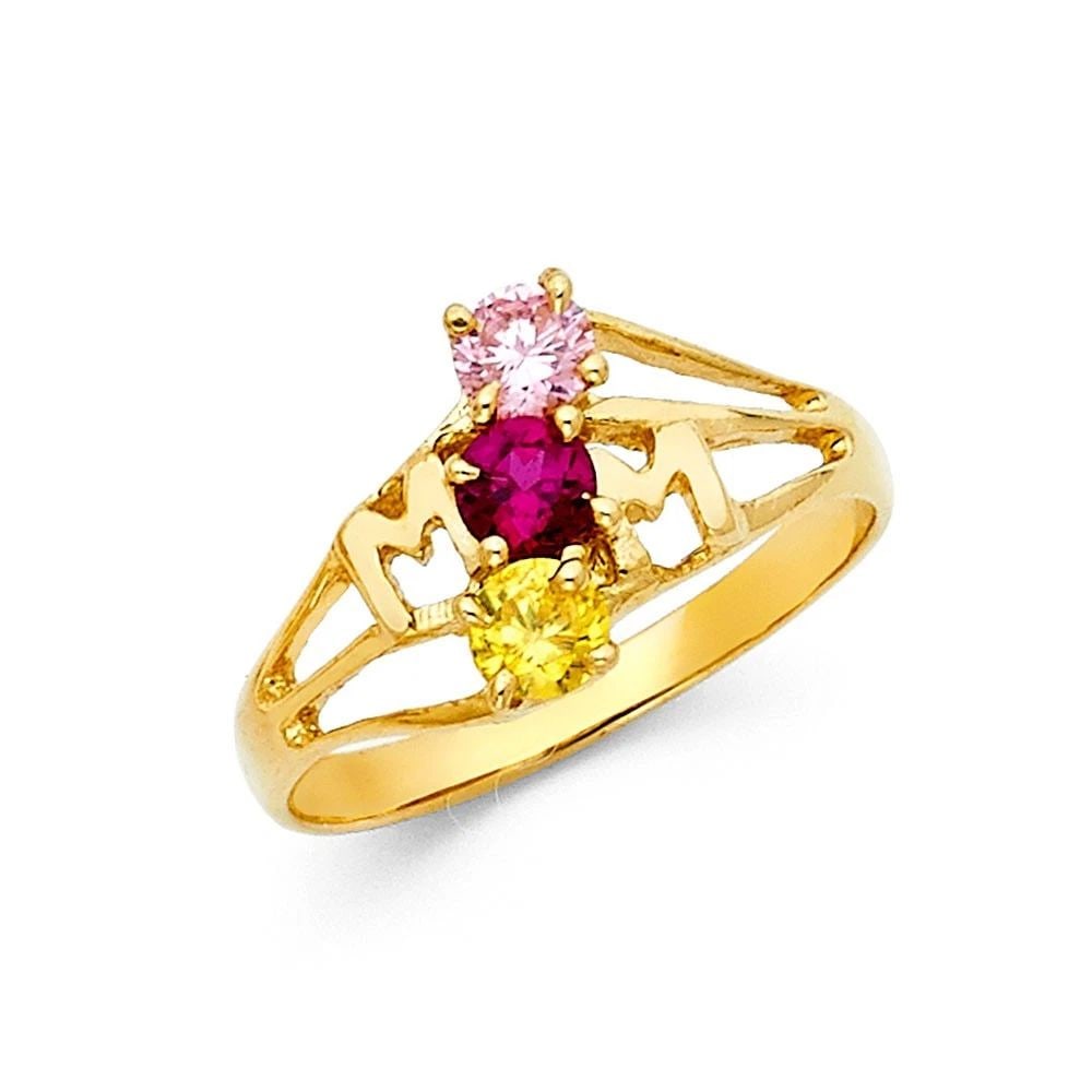NEW 14K YELLOW GOLD MOTHERS RING -SIZE 7 (1 of 2)