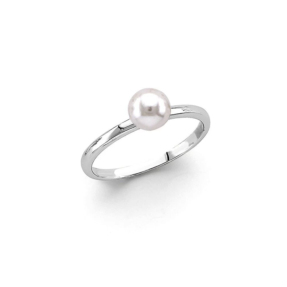 NEW 14K WHITE GOLD PEARL RING -SIZE 7 (1 of 2)