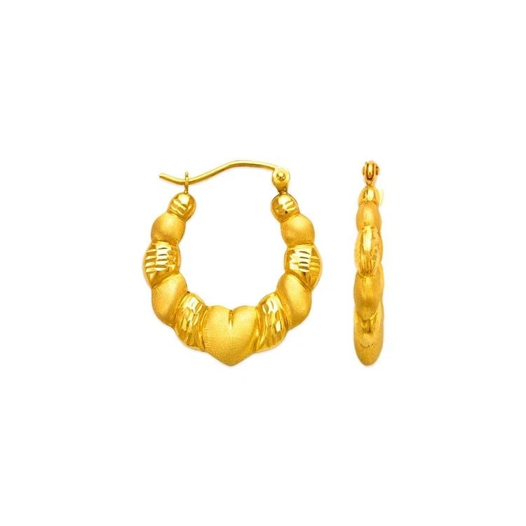 NEW 14K YELLOW GOLD HOLLOW SHRIMP HOOP EARRINGS (1 of 2)