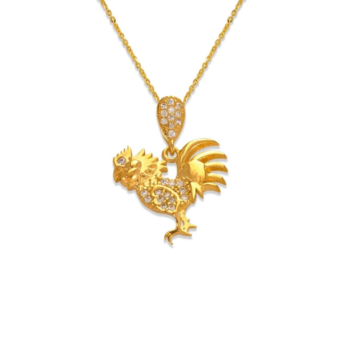 NEW 14K YELLOW GOLD FANCY ROOSTER PENDANT (1 of 2)