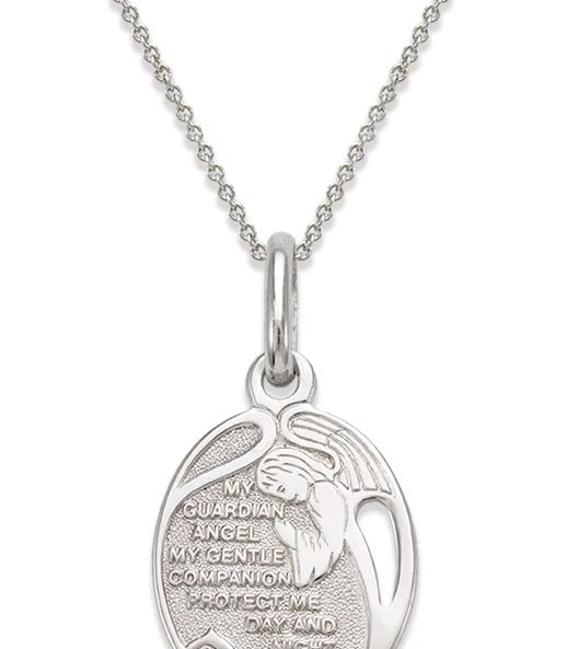 NEW 14K WHITE GOLD GUARDIAN ANGEL PENDANT (1 of 2)