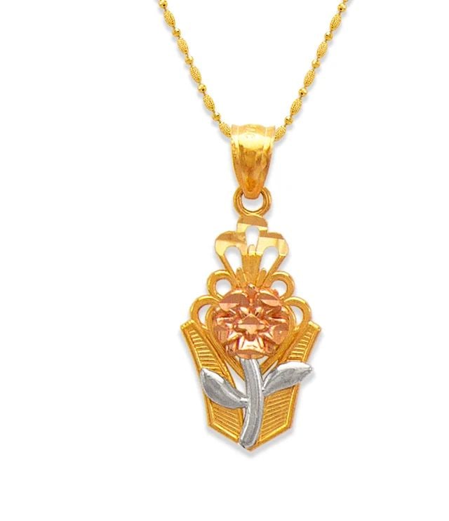 NEW 14K TRICOLOR GOLD ROSE BOUQUET PENDANT: NEW 14K TRICOLOR GOLD ROSE BOUQUET PENDANT ROSE BOUQUET PENDANT NEW 14K TRICOLOR GOLD Apx. WIDTH: 11x20mm Apx WEIGHT: 1.7g