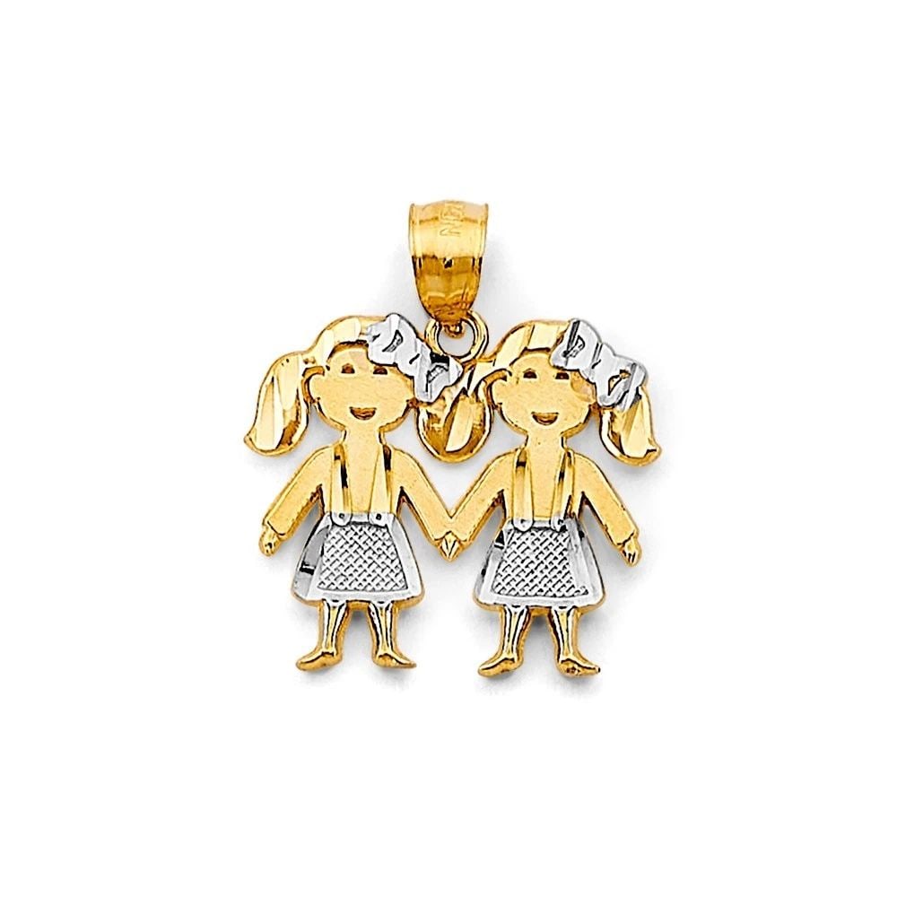 NEW 14K TWO TONE GOLD GIRL-GIRL PENDANT (1 of 2)