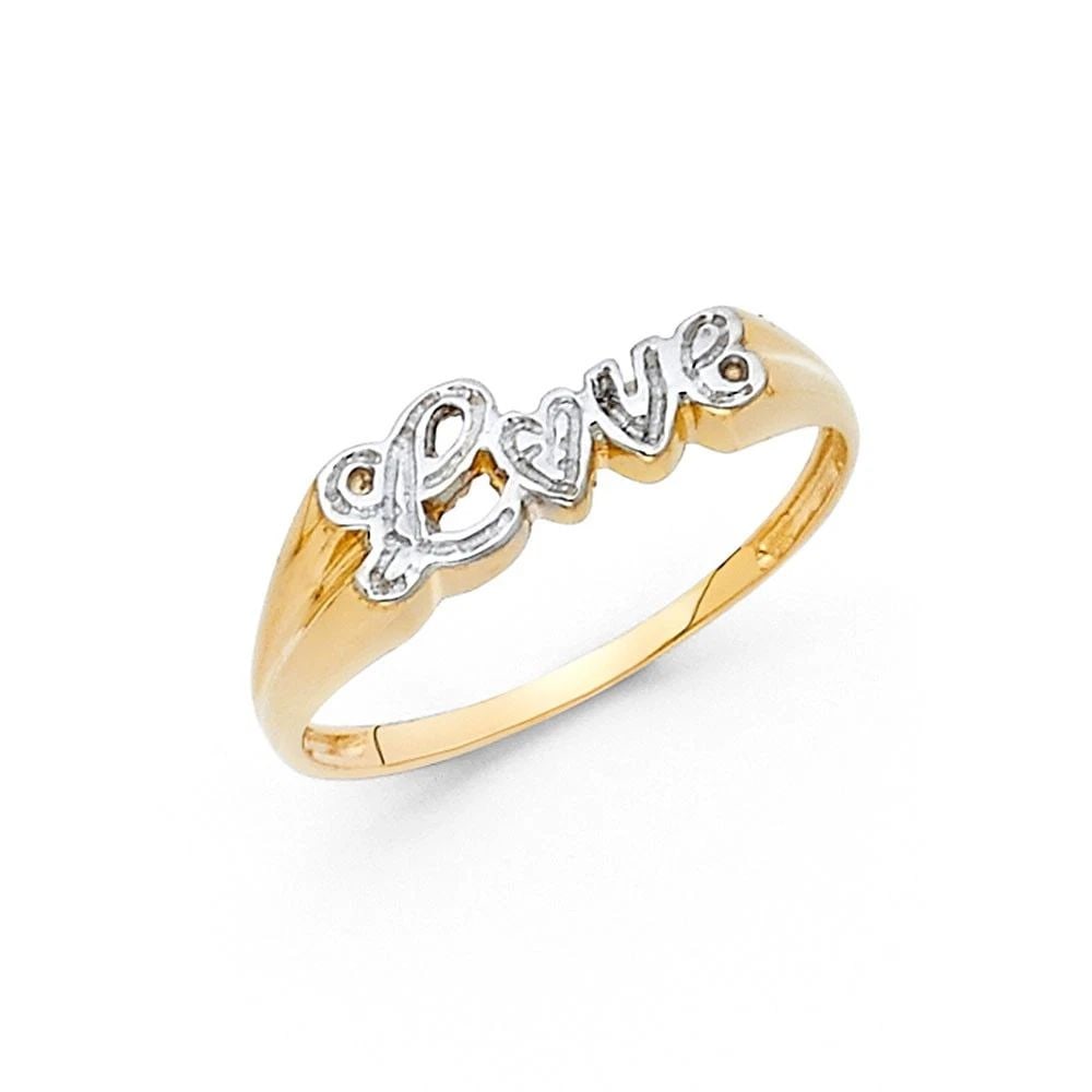 NEW 14K TWO TONE GOLD LOVE RING- SIZE 7: NEW 14K TWO TONE GOLD LOVE RING LOVE RING NEW 14K TWO TONE GOLD WIDTH : 5 mm Average Apx WEIGHT : 1.7g