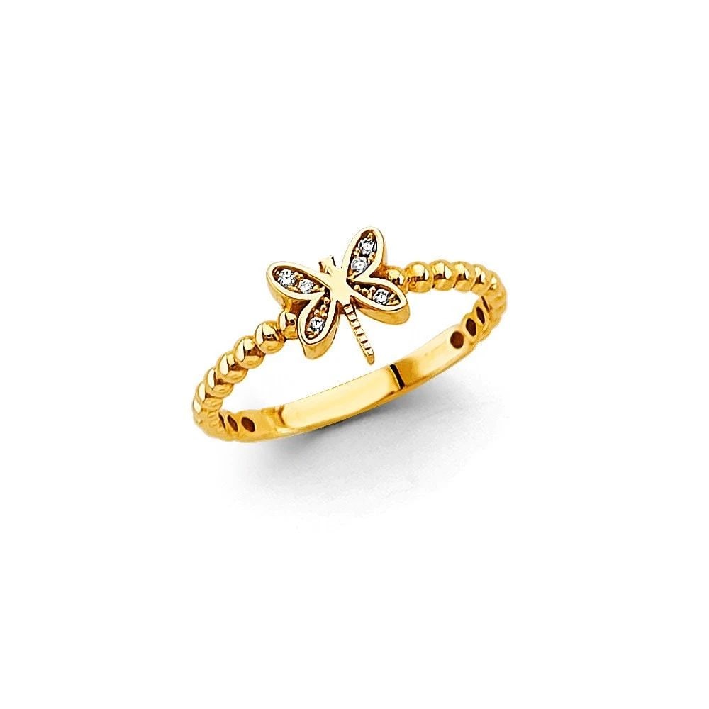NEW 14K YELLOW GOLD DRAGONFLY RING -SIZE 7 (1 of 2)