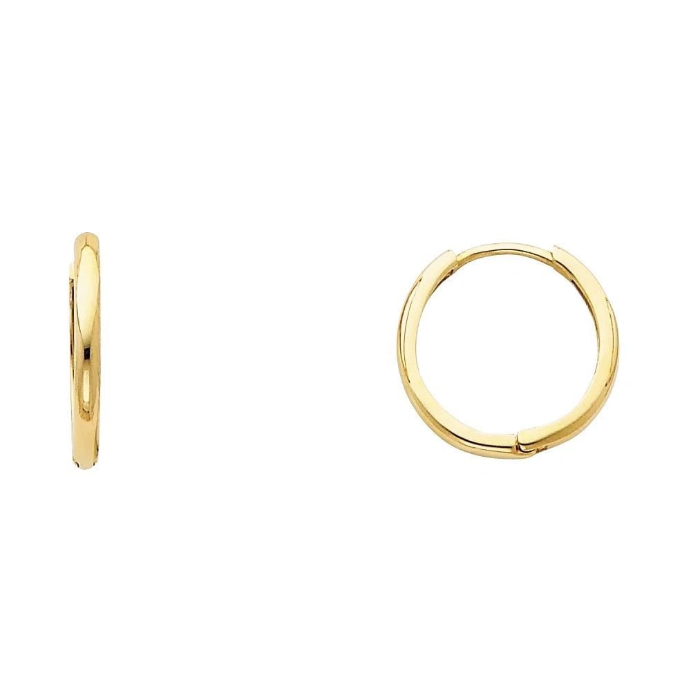 NEW 14K YELLOW GOLD PLAIN HUGGIES EARRINGS: NEW 14K YELLOW GOLD PLAIN HUGGIES EARRINGS PLAIN HUGGIES EARRINGS NEW 14K YELLOW GOLD HEIGHT - 15 mm WIDTH - 15 mm Apx WEIGHT - 1.2 g