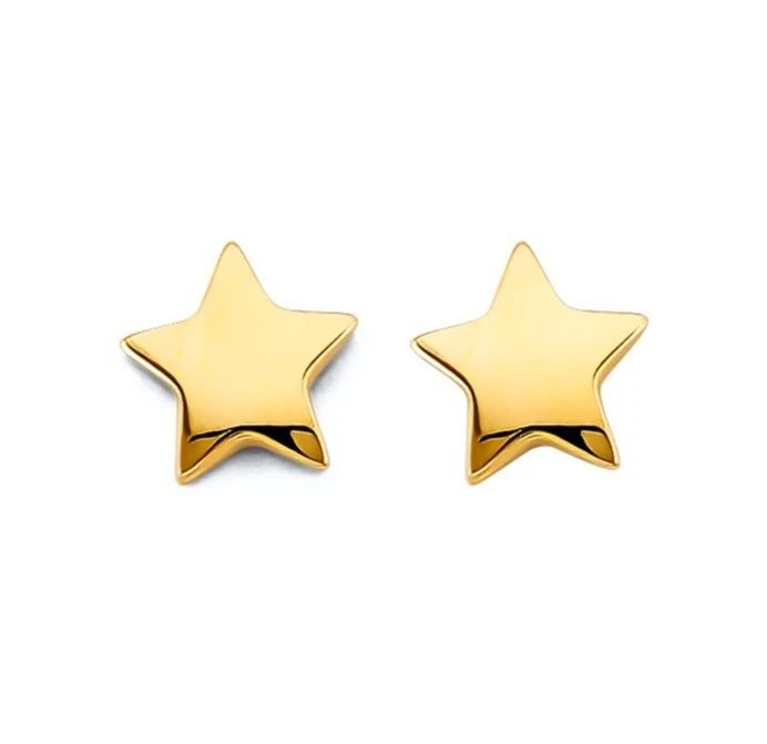 NEW 14K YELLOW GOLD STAR PUSH BACK EARIINGS: NEW 14K YELLOW GOLD STAR PUSH BACK EARIINGS STAR PUSH BACK EARIINGS NEW 14K YELLOW GOLD HEIGHT - 8 mm WIDTH - 8 mm Apx WEIGHT - 1.2 g
