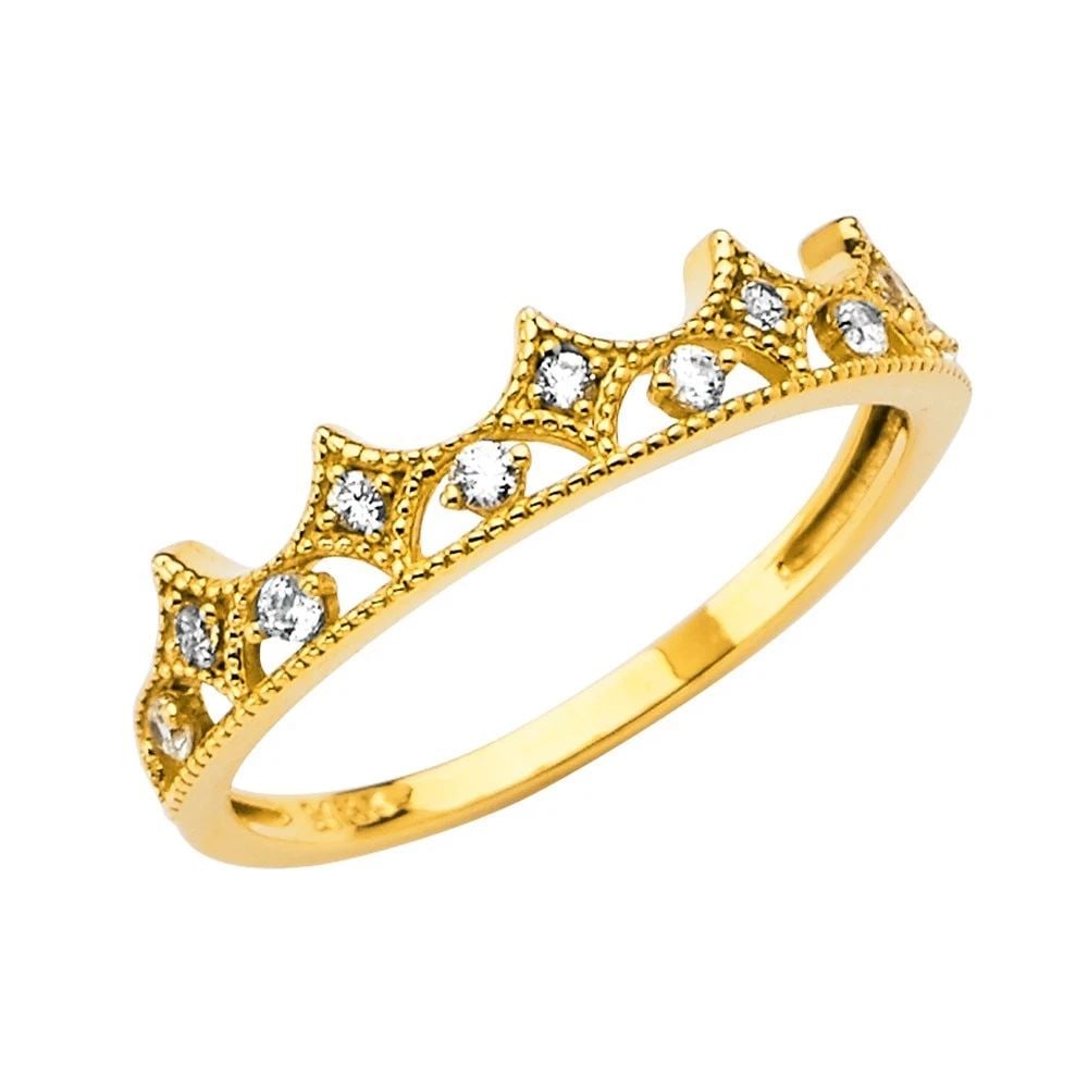 NEW 14K YELLOW GOLD CROWN BAND- SIZE 7 (1 of 2)