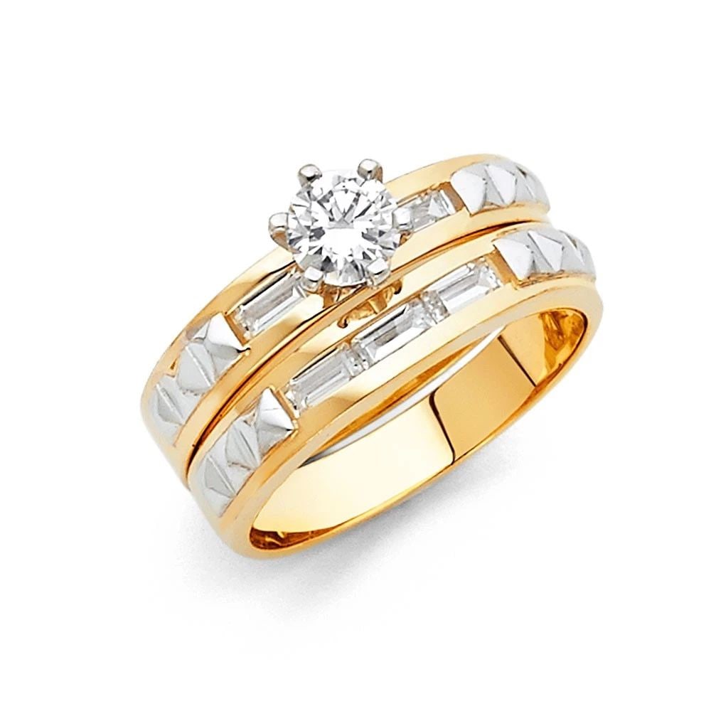 NEW 14K TWO TONE GOLD LADIES WEDDING BAND- SIZE 7 (1 of 2)