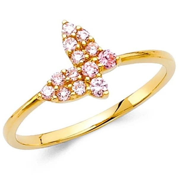 NEW 14K YELLOW GOLD BUTTERFLY RING - SIZE 7 (1 of 2)