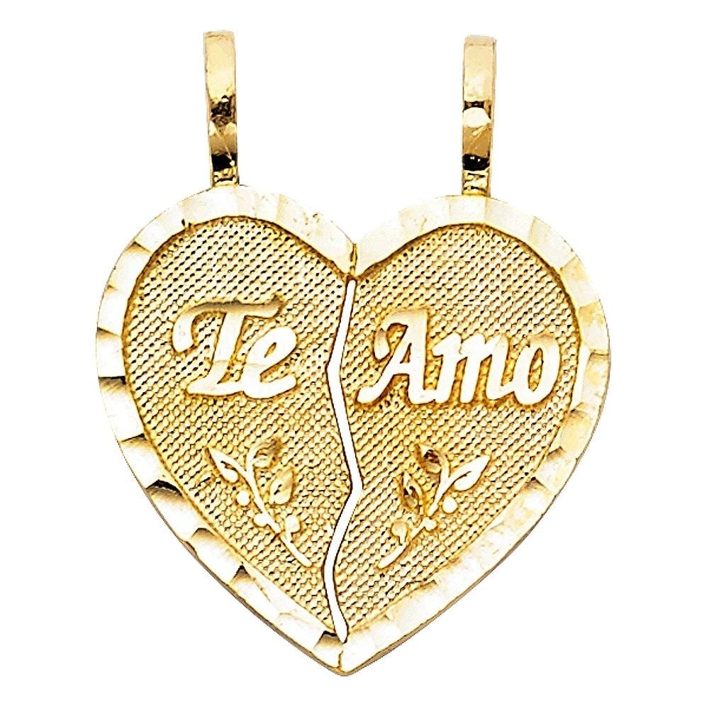 NEW 14K YELLOW GOLD TE AMO HEART 2 PIECE PENDANT: NEW 14K YELLOW GOLD TE AMO HEART 2 PIECE PENDANT TE AMO HEART 2 PIECE PENDANT NEW 14K YELLOW GOLD Height : 18 mm Width : 18 mm Apx. WEIGHT : 1.6g