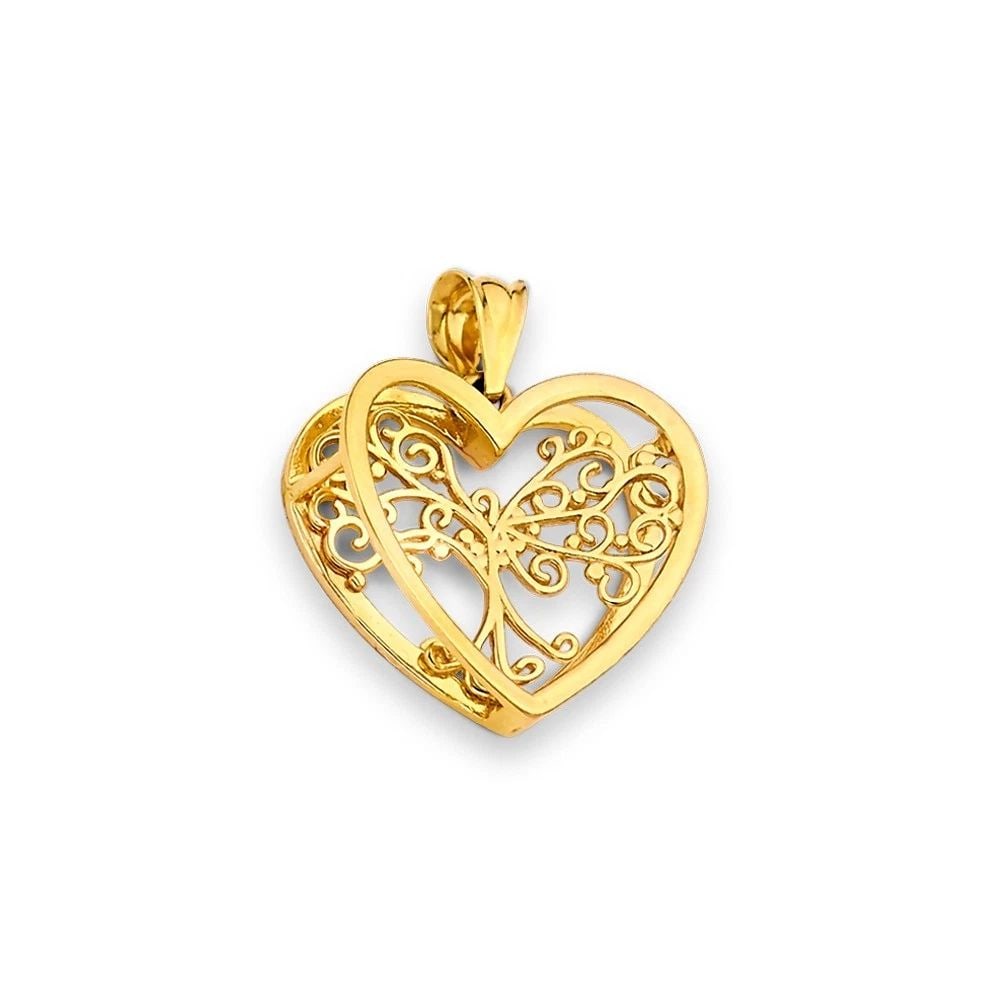 NEW 14K YELLOW GOLD HEART TREE OF LIFE PENDANT: NEW 14K YELLOW GOLD HEART TREE OF LIFE PENDANT HEART TREE OF LIFE PENDANT NEW 14K YELLOW GOLD Height : 20 mm Width : 17 mm Apx. WEIGHT : 1.6g