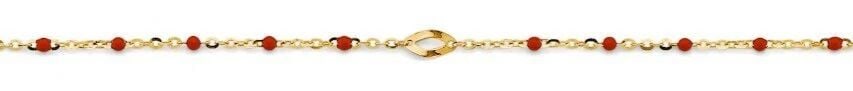 NEW 14K YELLOW GOLD RED ENAMEL BEAD ANKLET: NEW 14K YELLOW GOLD RED ENAMEL BEAD ANKLET RED ENAMEL BEAD ANKLET NEW 14K YELLOW GOLD LENGTH - 9in Apx WEIGHT - 1.2g