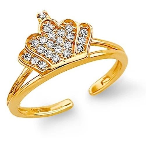 NEW 14K TWO TONE GOLD CROWN TOE RING (1 of 2)