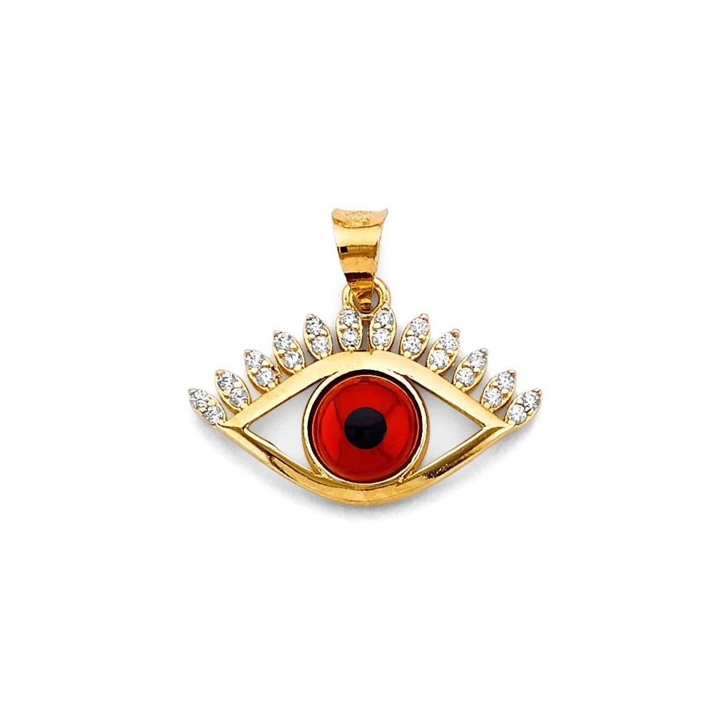 NEW 14K YELLOW GOLD EVIL EYE PENDANT (1 of 2)