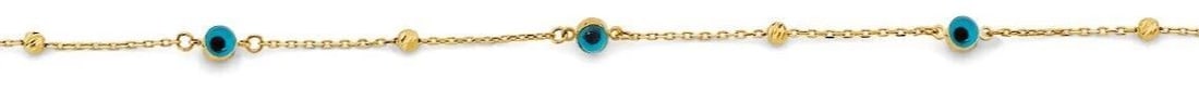 NEW 14K YELLOW GOLD SKY BLUE COLOR EVIL EYE BRACELET (1 of 2)