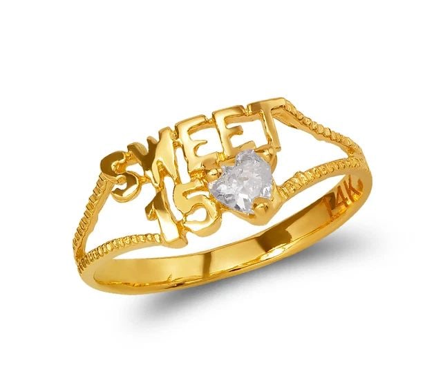 NEW 14K TWO TONE GOLD LADIES SWEET 15 RING (1 of 2)