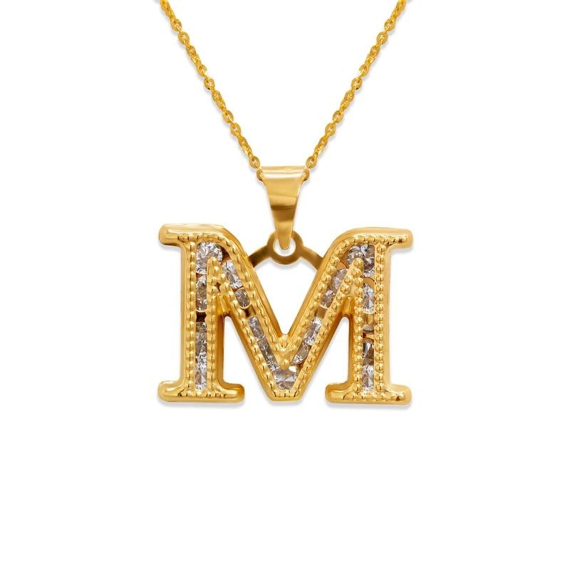 NEW 14K YELLOW GOLD INITIAL "M" PENDANT (1 of 2)