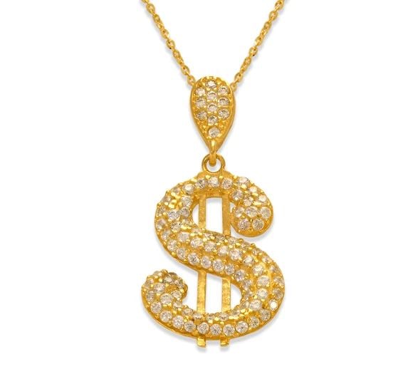 NEW 14K YELLOW GOLD FANCY DOLLAR SIGN PENDANT: NEW 14K YELLOW GOLD FANCY DOLLAR SIGN PENDANT FANCY DOLLAR SIGN PENDANT NEW 14K YELLOW GOLD Apx. WIDTH: 13.5x20mm Apx WEIGHT: 1.6g
