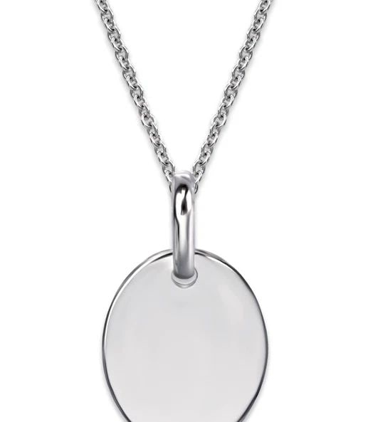 NEW 14K WHITE GOLD HIGH POLISHED OVAL PENDANT (1 of 2)