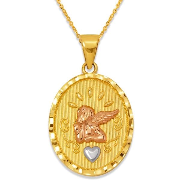 NEW 14K TRICOLOR GOLD ANGEL PENDANT (1 of 2)