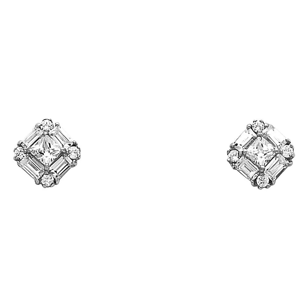 NEW 14K WHITE GOLD SQUARE EARRINGS (1 of 2)