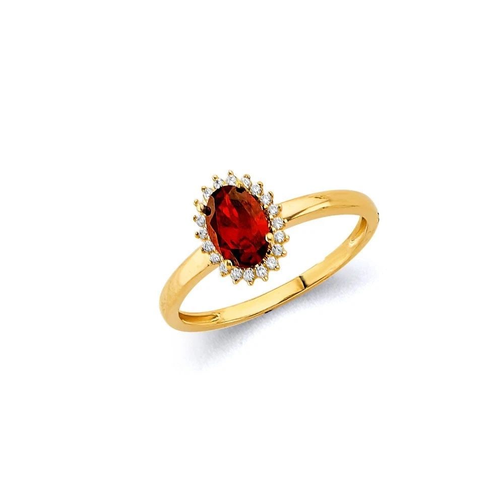NEW 14K YELLOW GOLD OVAL BIRTH STONE RING- SIZE 7 (1 of 2)