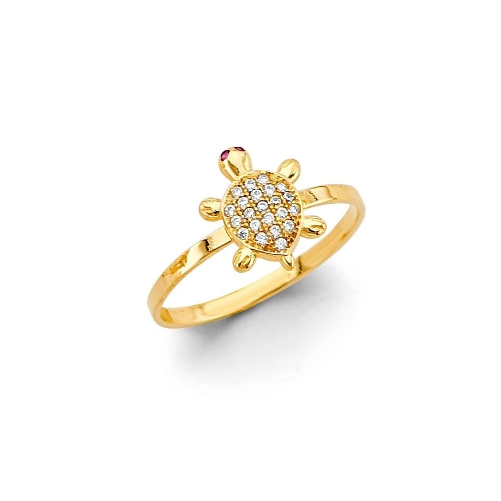 NEW 14K YELLOW GOLD TURTLE RING - SIZE 7 (1 of 2)