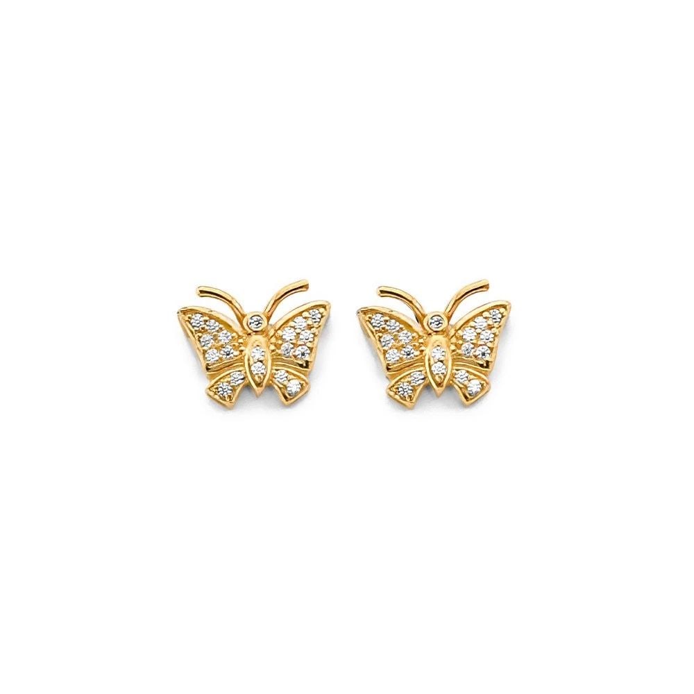 NEW 14K YELLOW GOLD BUTTERFLY PUSH BACK EARRINGS (1 of 2)