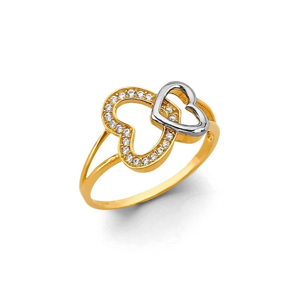 NEW 14K TWO TONE GOLD HEART RING- SIZE 7 (1 of 2)