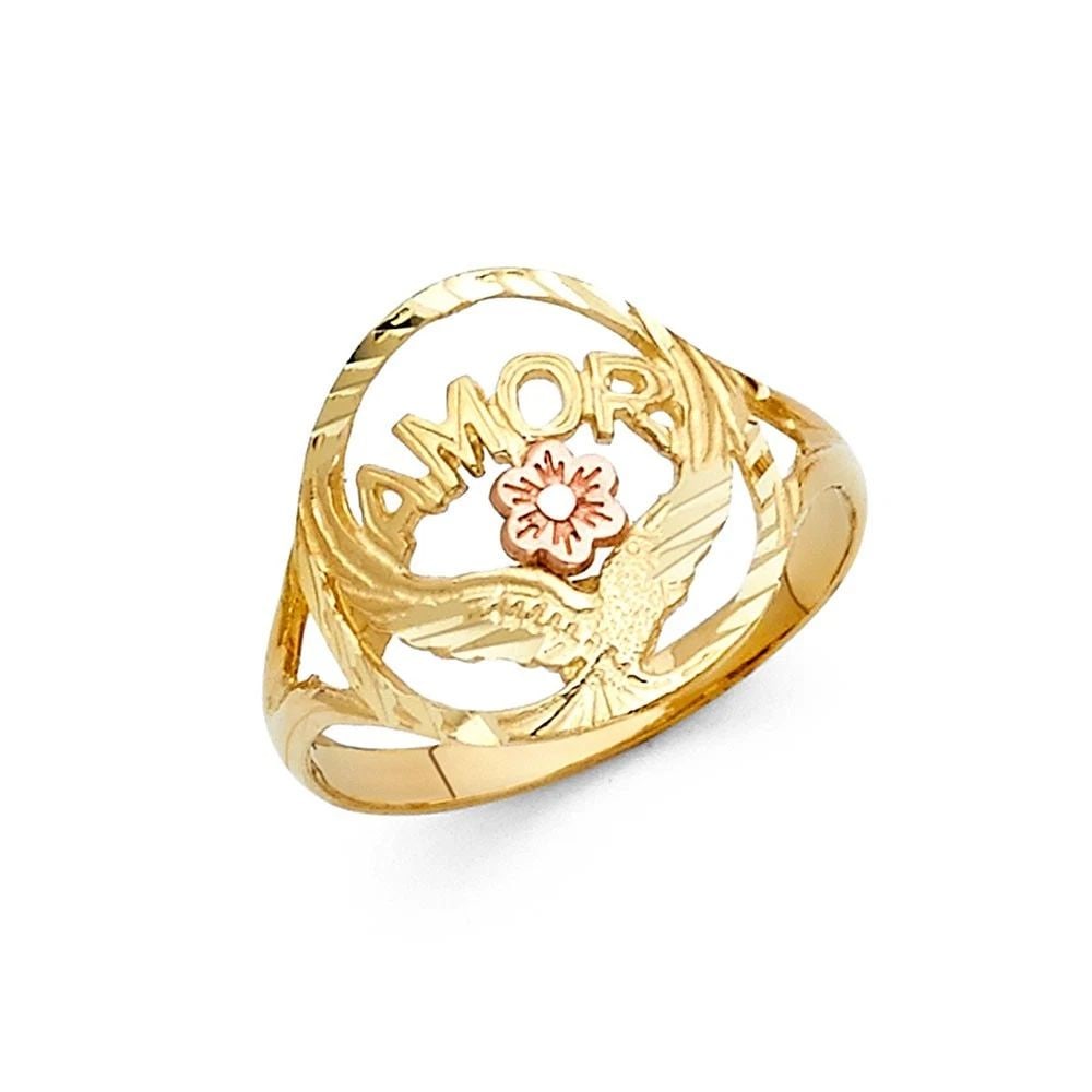 NEW 14K TWO TONE GOLD AMOR RING -SIZE 7 (1 of 2)