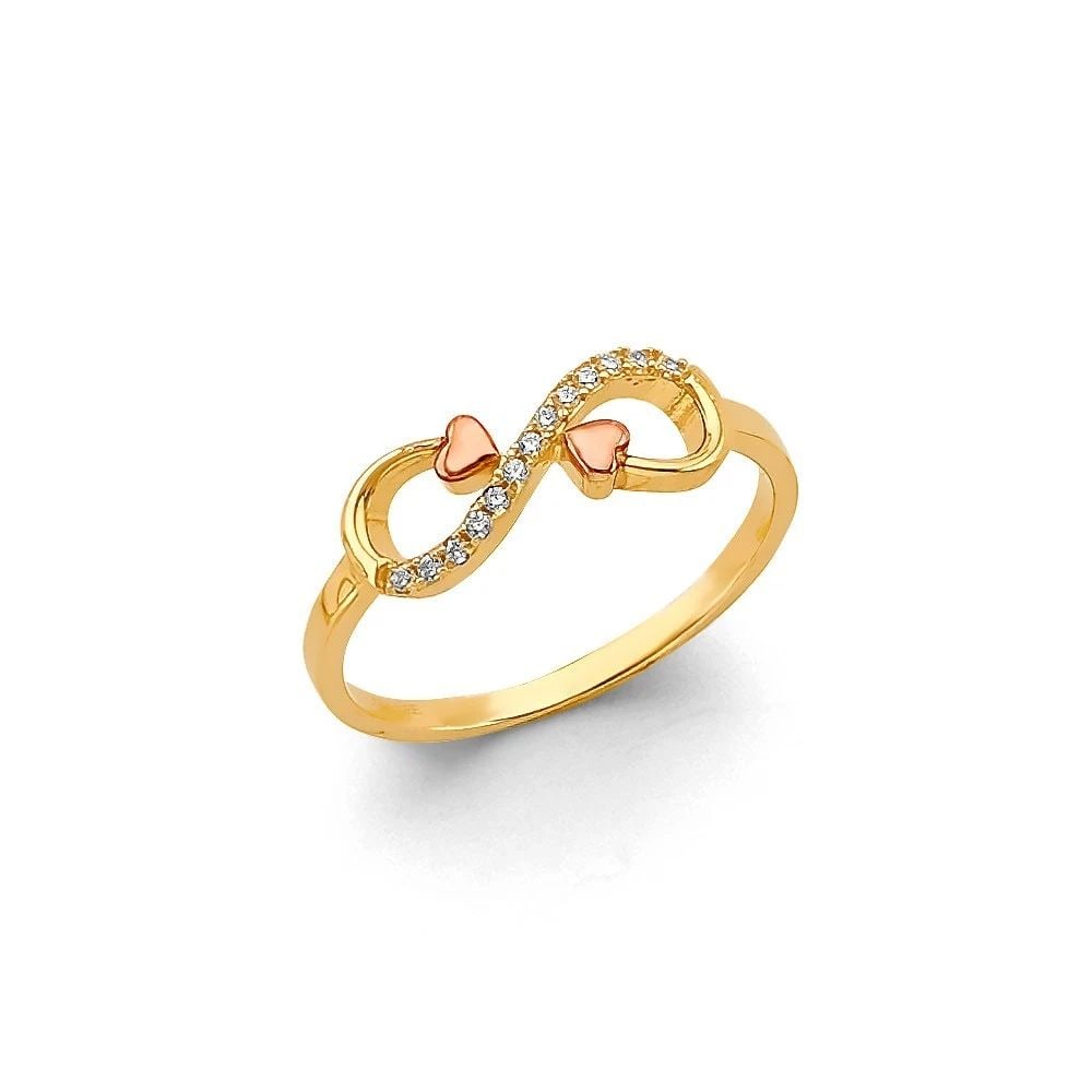 NEW 14K TWO TONE GOLD INFINITY RING -SIZE 7 (1 of 2)