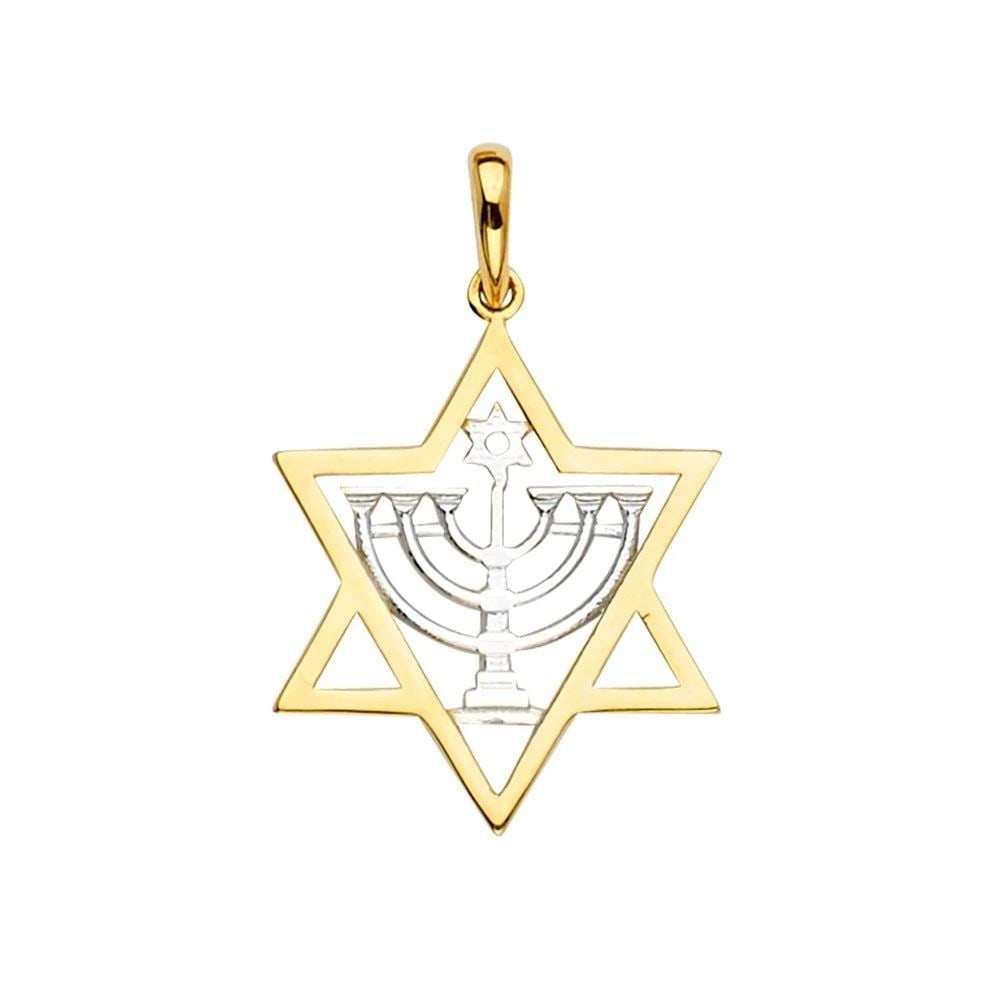 NEW 14K STONE MENORAH PENDANT (1 of 2)