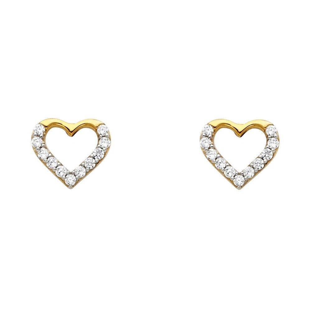 NEW 14K YELLOW GOLD HEART POST EARRINGS (1 of 2)