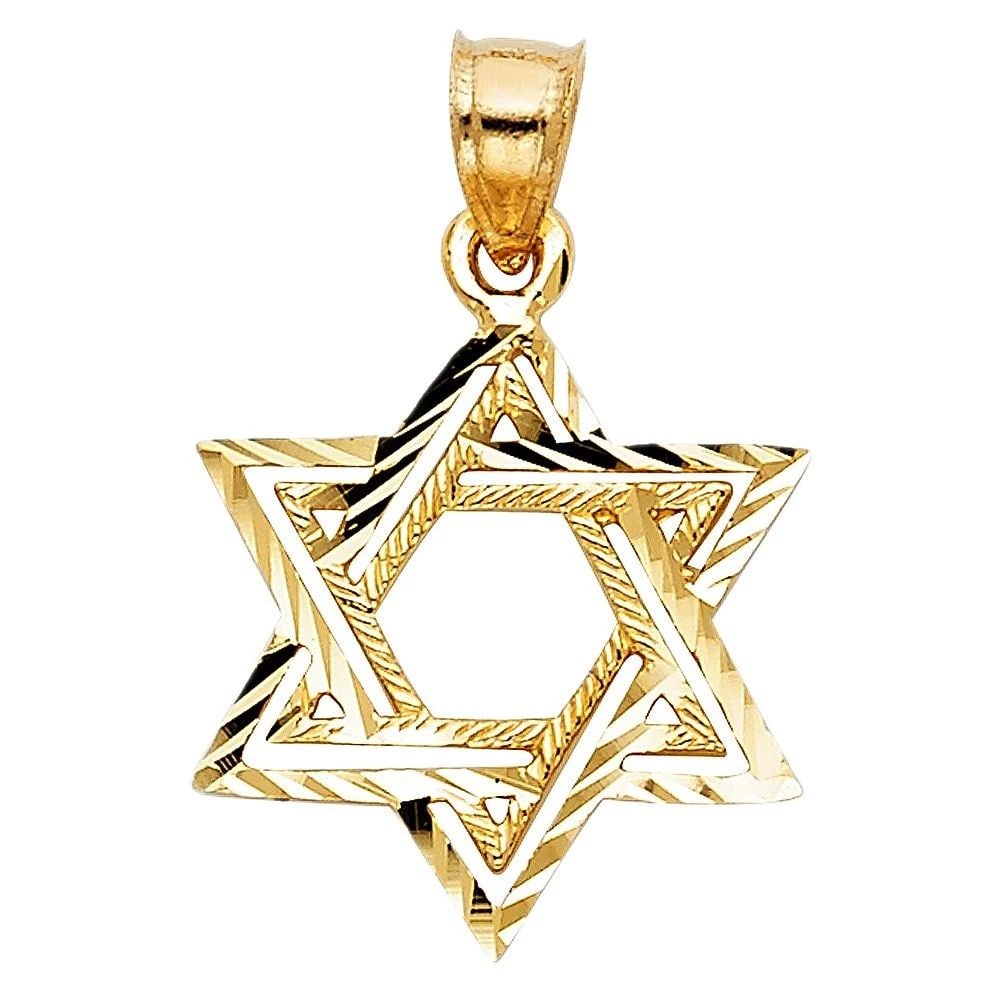 NEW 14K YELLOW GOLD STAR OF DAVID PENDANT: NEW 14K YELLOW GOLD STAR OF DAVID PENDANT STAR OF DAVID PENDANT NEW 14K YELLOW GOLD Height : 19 mm Width : 18 mm Apx. WEIGHT : 1.5g